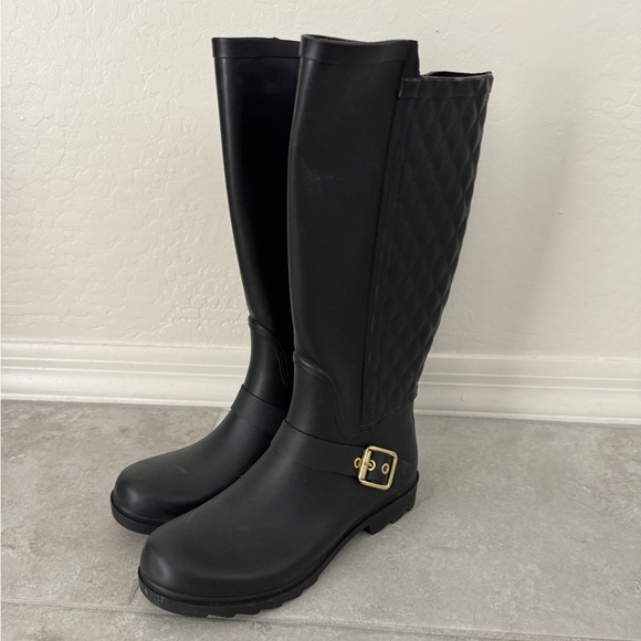 Knee high black rain boots - size 8 - Picture 1 of 3